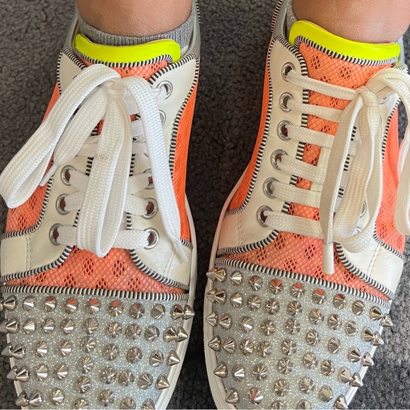 AC Viera Spiked Flats - Christian Louboutin Sneakers, Yellow & Orange Highlit - Picture 4 of 14